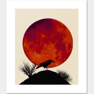 Raven and full moon Posters and Art